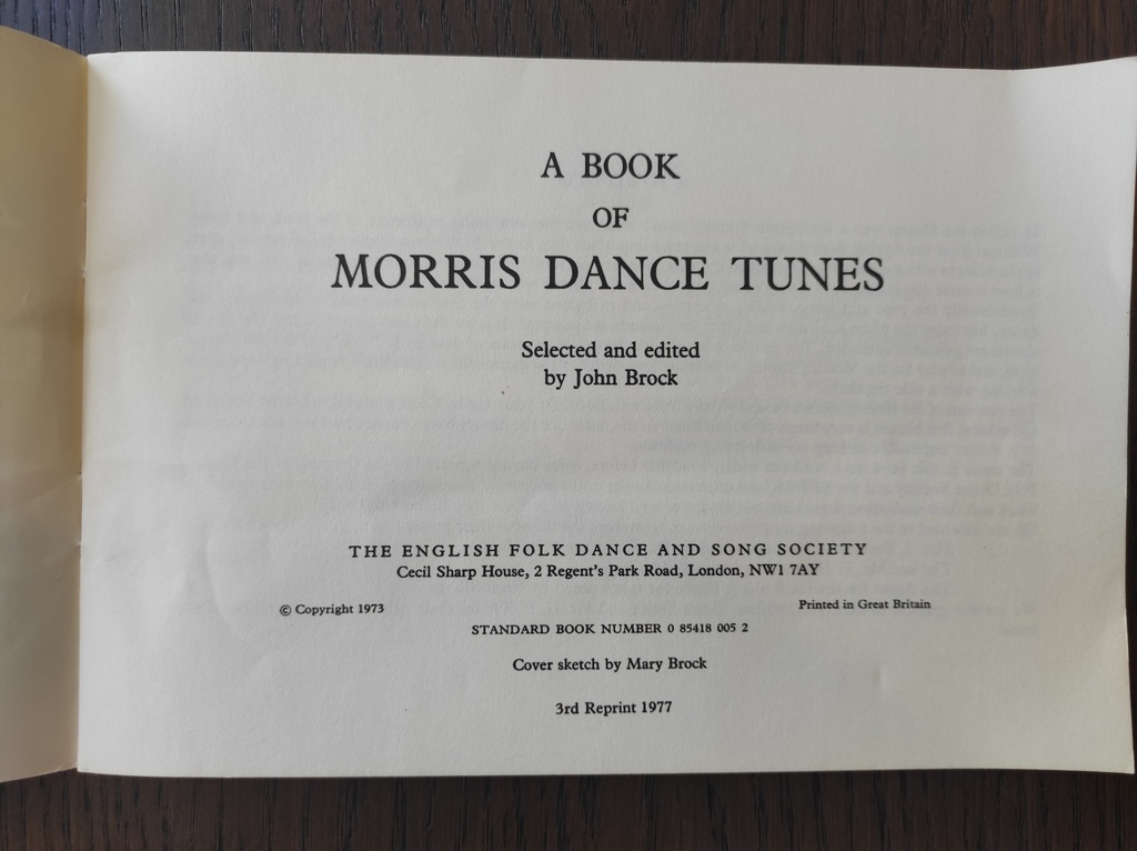 Morris Dance Tunes Book - inside title page
